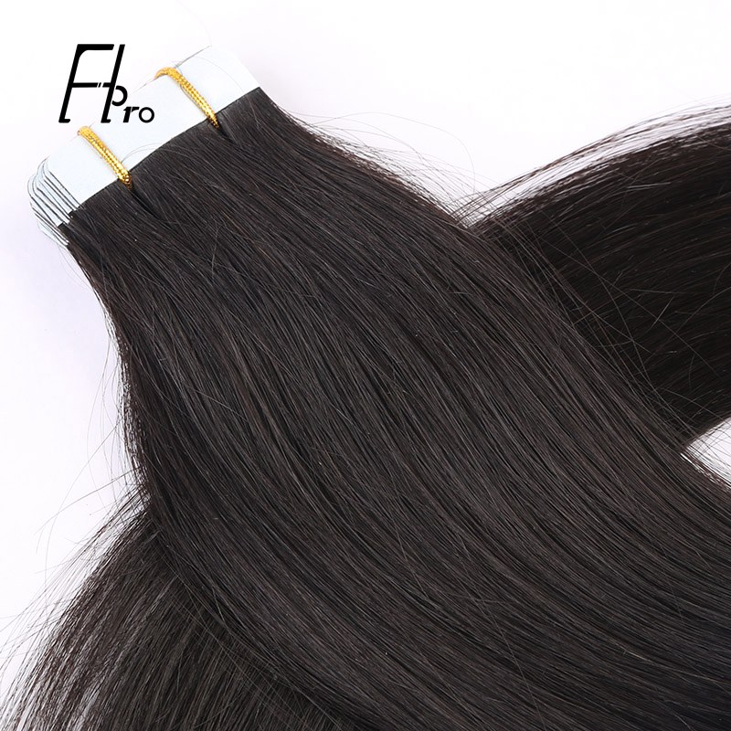 Premium Virgin Hair 1B# Tape Hair Extensions Straight 18 inches